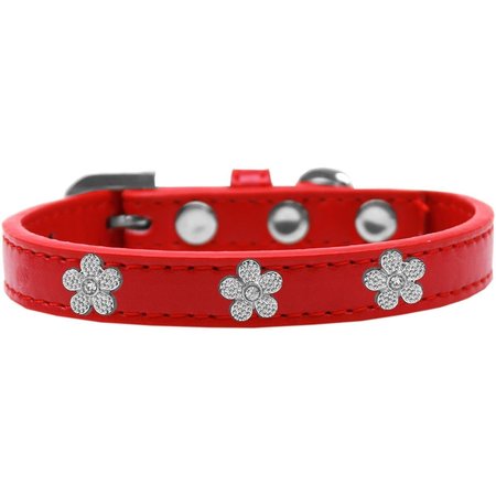 MIRAGE PET PRODUCTS Silver Flower Widget Dog CollarRed Size 16 630-1 RD16
